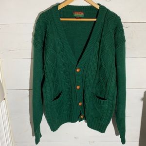emerald hunter green grandpa cable cardigan XL